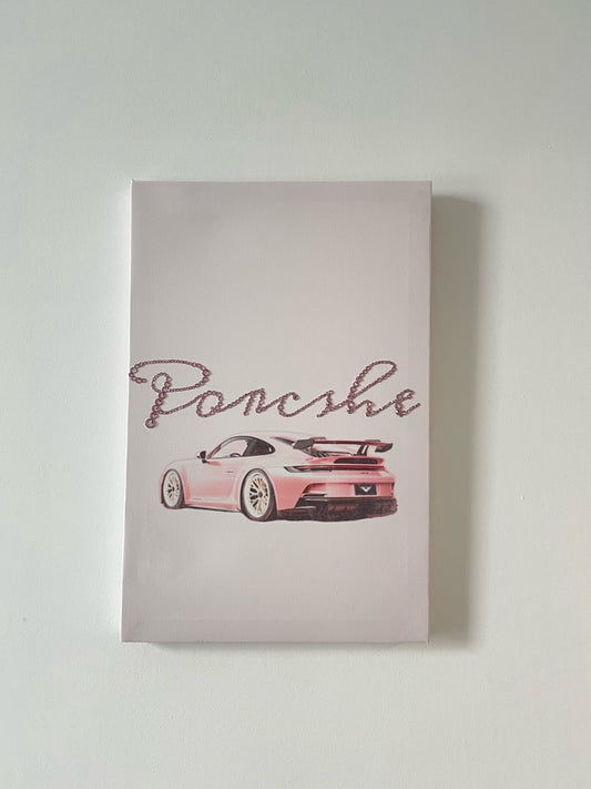 Bedazzled Pink Porsche canvas